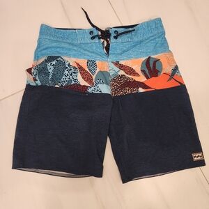 Billabong Men's Athletic Swim Shorts - Blue, Navy, Orange